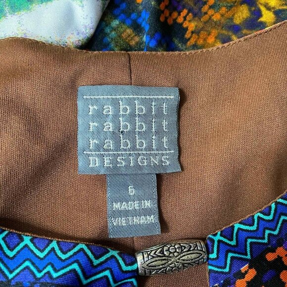 Rabbit Rabbit Rabbit Midi Dress Womens 6 Multicolor Aztec Southwest Sleeveless - Picture 6 of 11